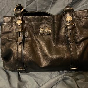 Coach Signature shoulder bag black leather